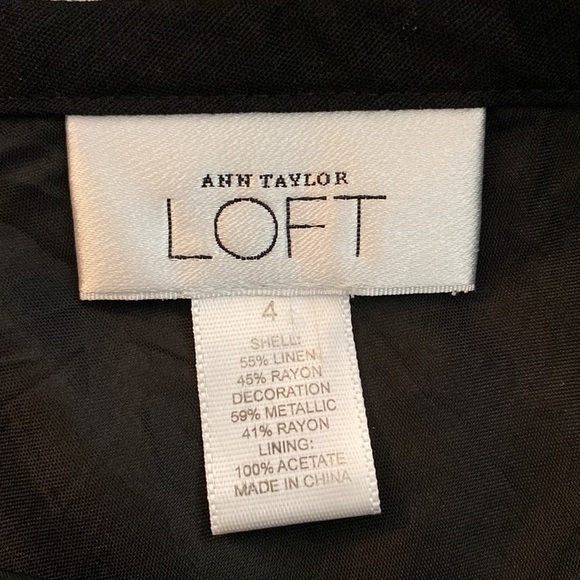 Ann Taylor Loft A-Line black skirt, size 4.  Fully lined.  Side zipper. - Picture 4 of 6
